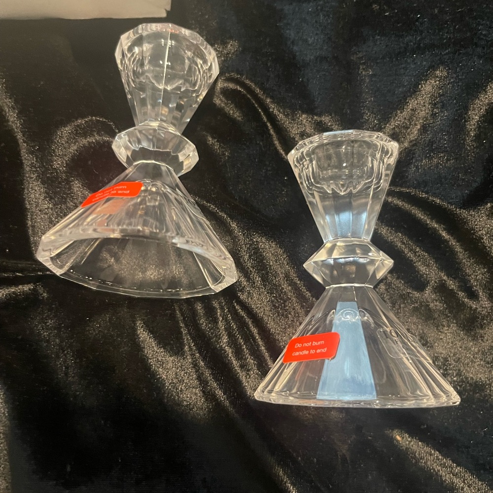 Elegant Clear Glass Candle Holders Towle 24% lead Crystal New in Box